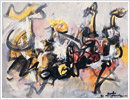 L'incontro, 1992, olio su carta, cm 35x25