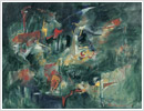 Lago Lucrino, 1995, tecnica mista su carta e su tela, cm 67x49