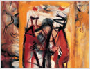 Cardinali, 1997, tecnica mista su carta e tela, cm 23x35