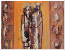 Amanti, 1999, tecnica mista su carta e su tela, cm 33x38