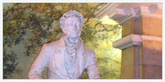 Pushkin, 1955, plaster, 180x100x150 cm, pedestal in marble, Pushkinskaya underground station, St. Petersburg