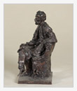 Čajkovskij seduto con cappello in mano, bronzo, cm 13x16x27