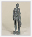 Čechov in piedi, appoggiato, 1965, bronzo, cm 31x11x13